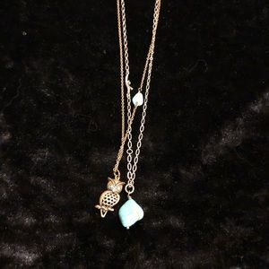 Lucky Brand Owl/Turquoise Necklace Set